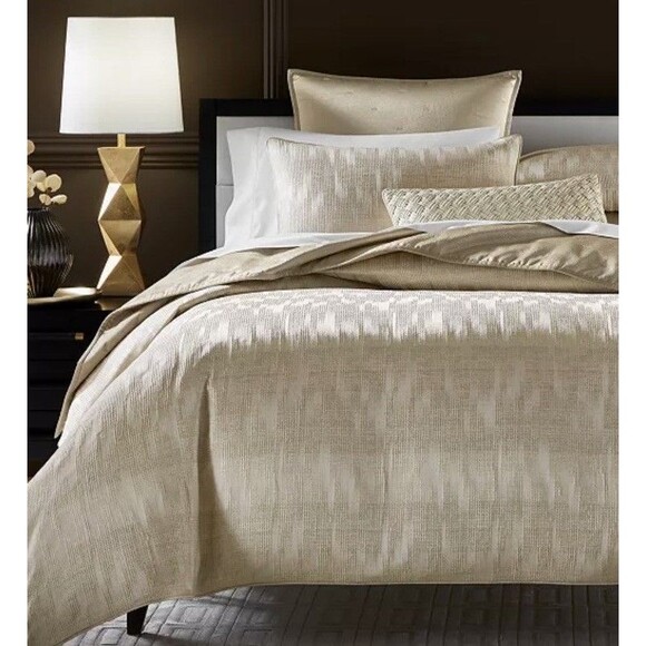 Hotel Collection 3PC King Gilded Stripe Gold KING Duvet Cover Set - Picture 2 of 8